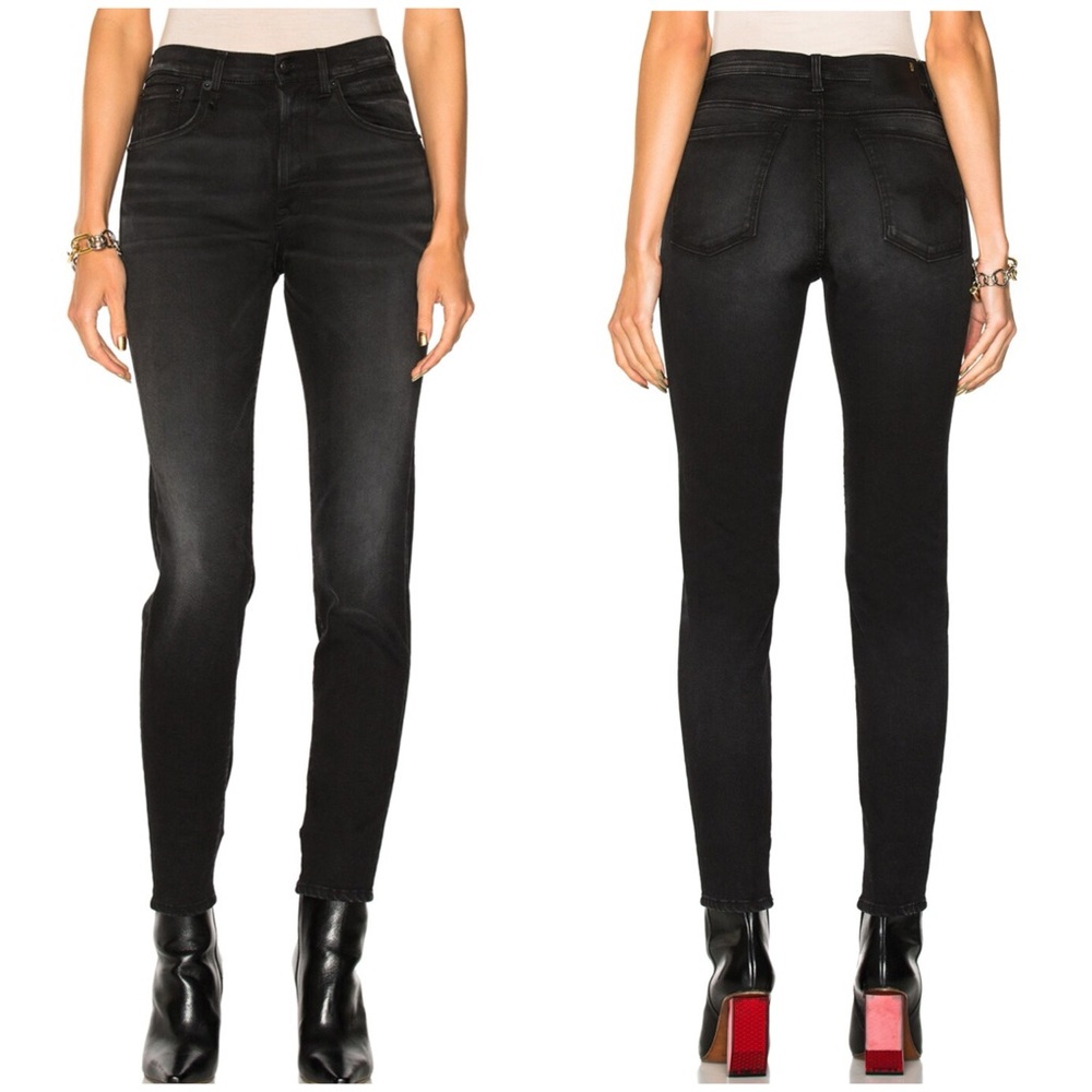 NWOT R13 High Rise Skinny Vintage Rebel Black Size 25 Designer Edgy Grunge